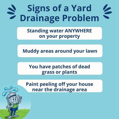 If you notice any of the following signs of a yard drainage issue, the foundation of your home could be sitting in water & slowly eroding