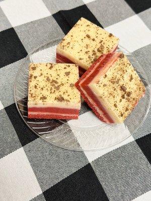 Smooth and creamy Red Velvet fudge.