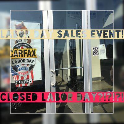 Doors are closed right next to a poster advertising their sale smh