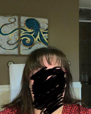 These are the bangs they cut. It's horrible and I have to go to work like this.