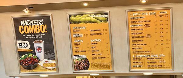 Menu board above cash registers