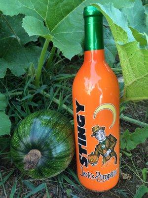 Novelty wine named Stingy Jack's Pumpkin Wine. Delicious.