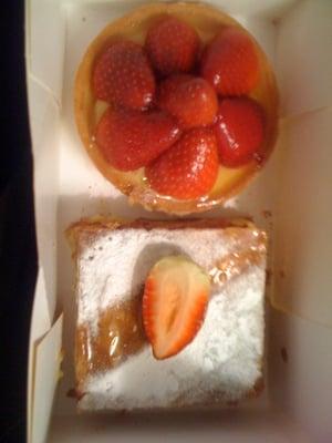 Strawberry tart & Napoleon on the bottom