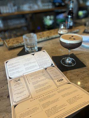 Menu, Espresso Martini