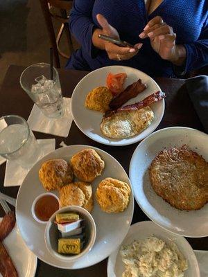 Brunch with sweet potato biscuits