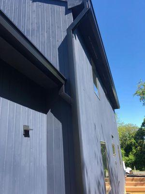 Side of a house Box gutters in black