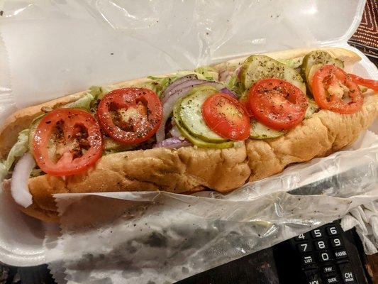 Y'all..this is considered and regular size fish hoagie...sheesh!? The large is literally DOUBLE the size!!