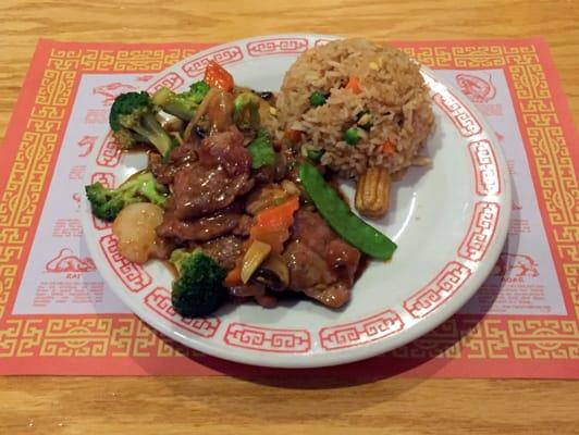 Beef with Vegetables and Fried Rice