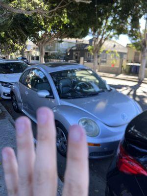 me saying goodbye to my beetle