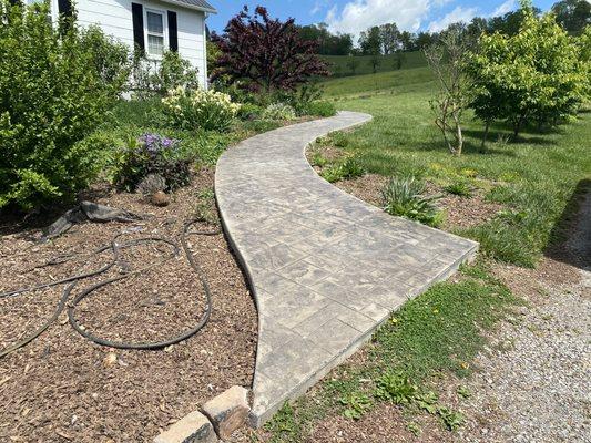 Stamped concrete walkway