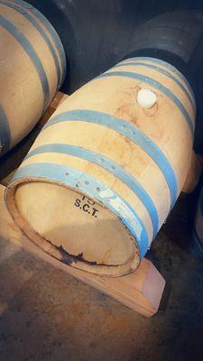 Wine barrel in tasting room