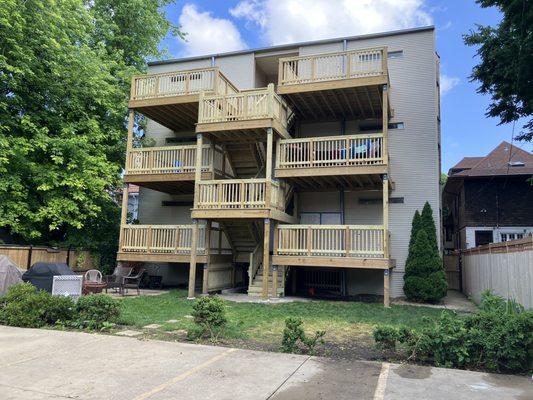 Porch builders built the six back decks and stairs