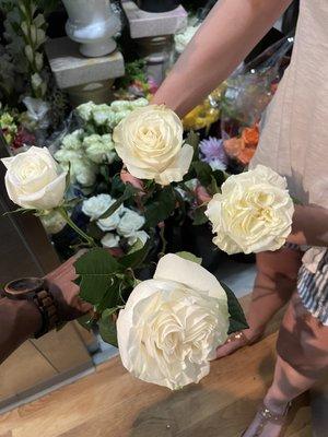 Four different types of white roses!