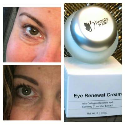 The eye renewal cream reduces fine lines and wrinkles.  Get yours at Beautybyjudy.weebly.com