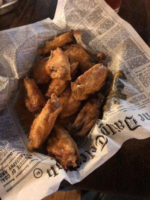 Spicy garlic wings on wing night   Wednesday .35 cents a piece. 8.40 for  2 dozen.  They were awesome!!!!