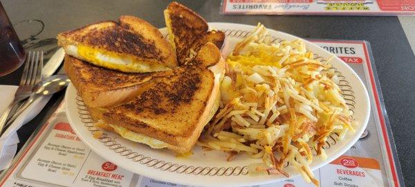 Egg and cheese sammiches, and hash browns the way God intended.