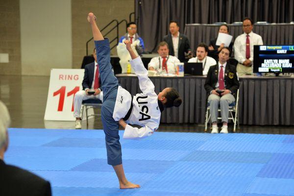 Ladysan K. Individual poomsae at Pan Am Open Taekwondo Championship at Portland, Oregon on June 15, 2019.