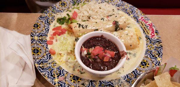 Vegetarian enchiladas. My veggie friend finished the entire plate! It was delicious!