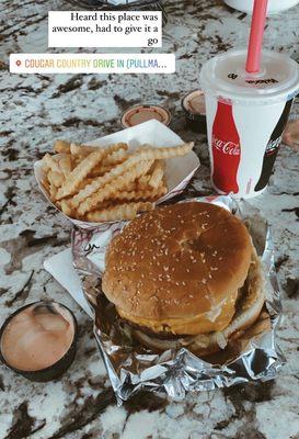 Cougar Special Burger Large Fry Fry Sauce Butterscotch Shake