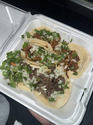 Pastor and carne asada tacos