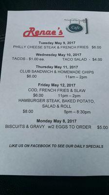 Specials for the week