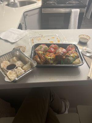 Two special chef rolls and freezing cold Shumai