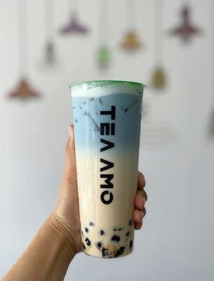 Butterfly Jasmine Milk Tea with boba