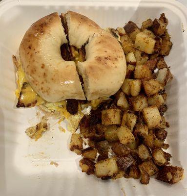 Breakfast Sandwich with Turkey Sausage and Tater Babies