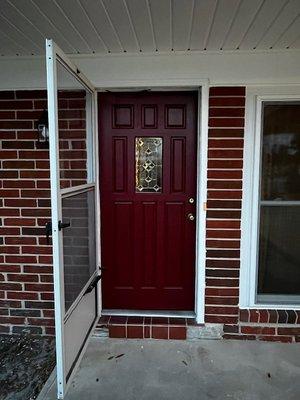 White door painted red