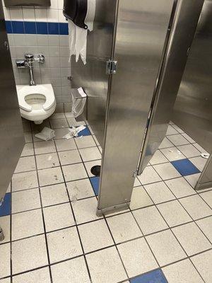 Disgusting bathrooms, seems like they have nobody to clean them.