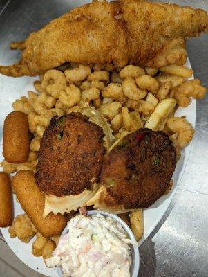 Calabash Fried Shrimp, Deviled Crab, Catfish