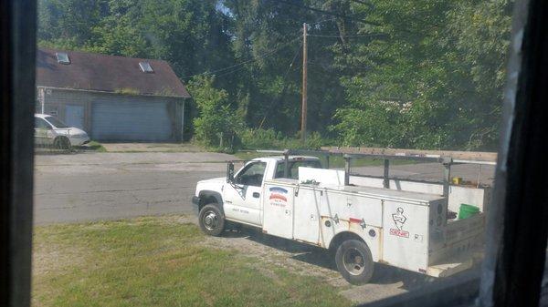 Hoosier truck parked near the work site.