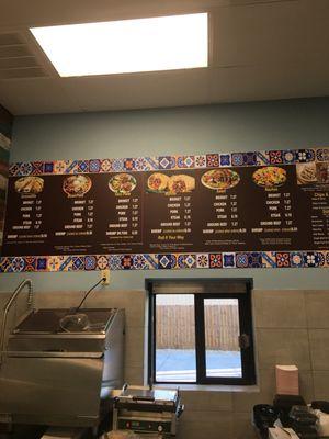 Menu on wall