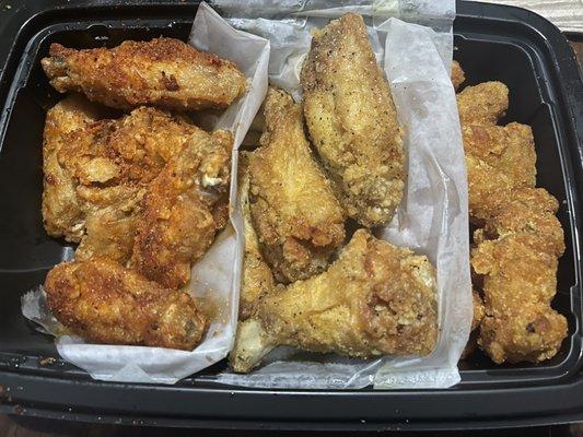 9 Wing Meal lemon pepper dry rub & West Texas Mesquite rub with garlic parm tots