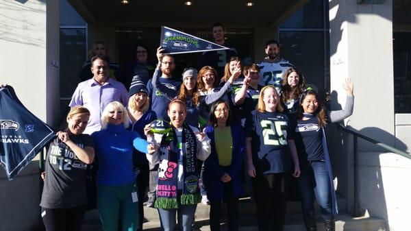 Continuing Education and OLS students and staff get together to celebrate the Seahawks!