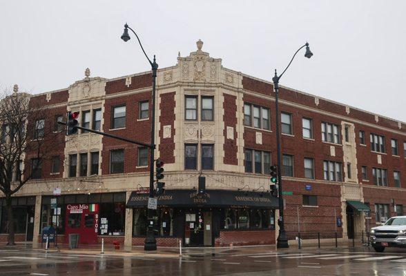 Corner storefront.