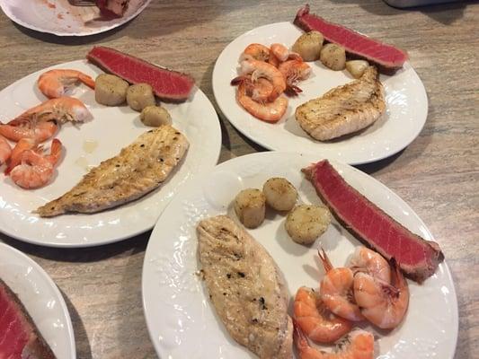 Triggerfish, scallops, shrimp and tuna from Captain Jack's