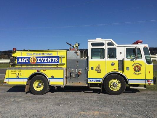 ABT Fire Co. Charlotte Fire Truck rental. Great for B-days, Schools, Daycare and limo service!