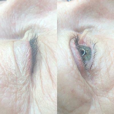 Another side view of a Lash Lift before/after