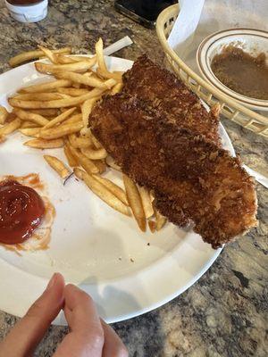 Burnt chicken strip