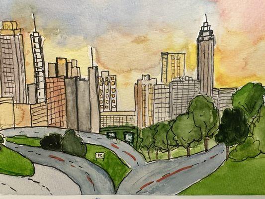 This is a watercolor that I recently painted of the Atlanta skyline!