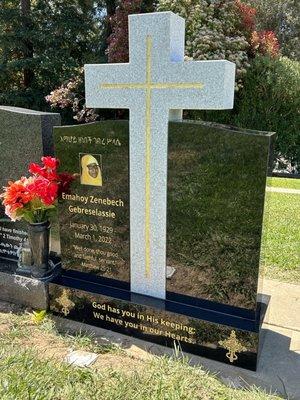 Custom Cross Upright Memorial installed at Lone Tree Cemetery
#monument #ethiopian #goldleaf