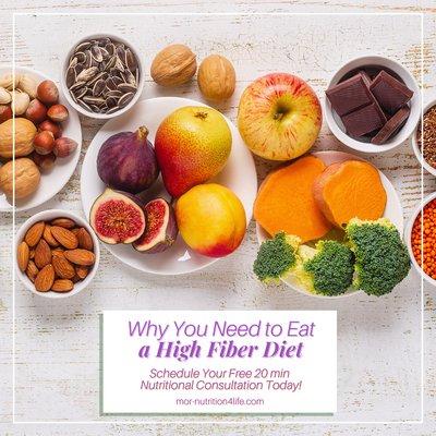 The daily recommended amount of fiber is in between 25-30 g. Free 20 min consult   https://morsnutritionandmore.fullslate.com/services/82