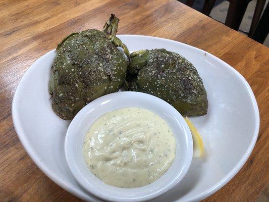 grilled artichoke with aioli