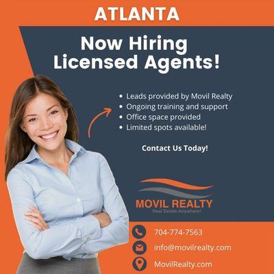 Cone Join Us! Se Habla Español!
The new Model in Real Estate...Movil Realty Atlanta!