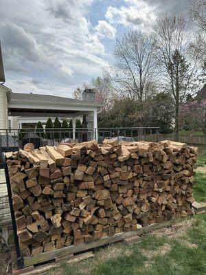 Kiln-dried firewood stacked in Ashburn, VA.