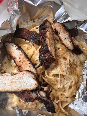 Smoked Alfredo chicken pasta