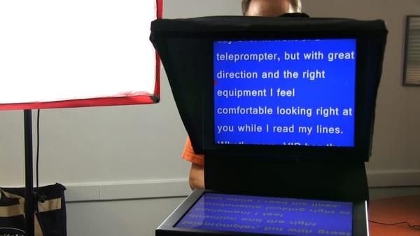 An over-the-lens Teleprompter is one of the ways VIP makes skillful presenters from amatueres.