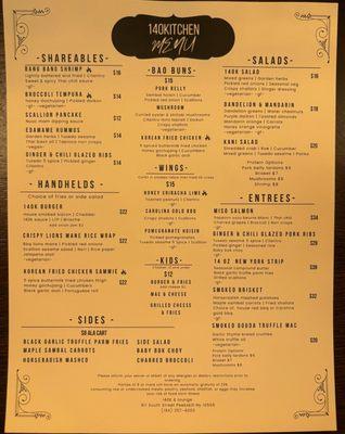 Fantastic updated menu by Chef Shauna & assistant chef Nick both formerly of Goosefeather.