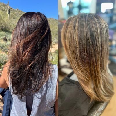 Before and after the balayage